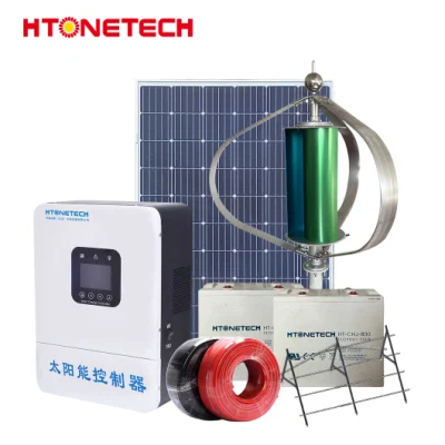 Htonetech Fabrication de panneaux solaires mono fixes Kits d'énergie éolienne et solaire Chine Système d'énergie éolienne hybride avec éolienne et contrôleur de charge de panneau solaire